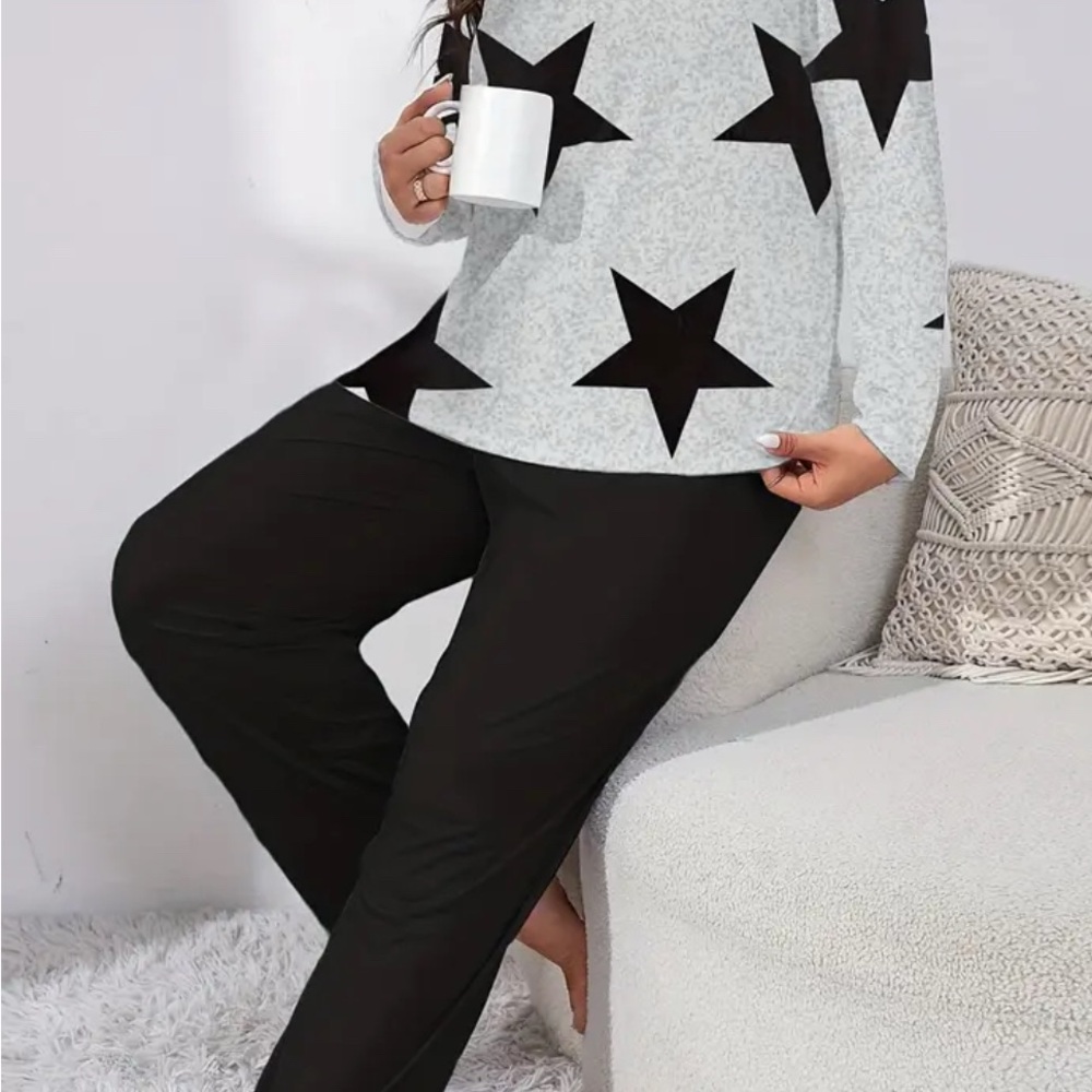 Black Star Print Lounge Set
